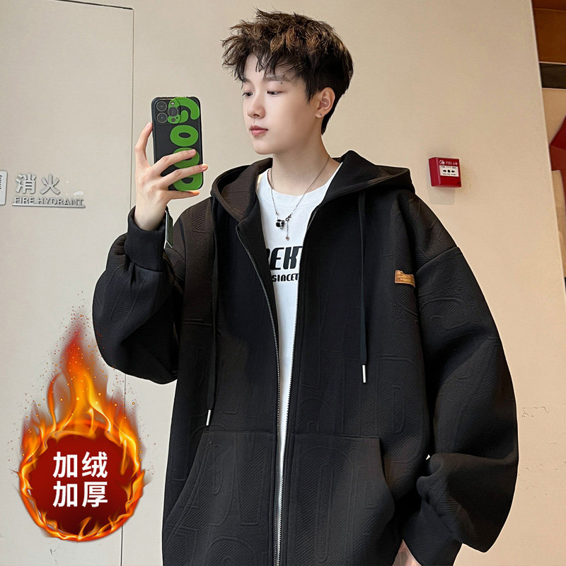 New autumn and winter men's letter cardigan sweatshirt