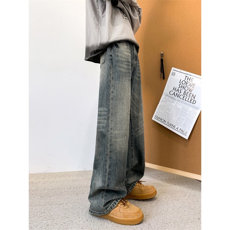 High quality American jeans men's street fashion brand versatile wide leg pants