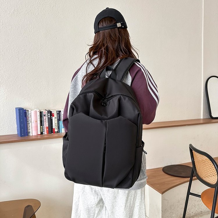 Simple large capacity ins solid color computer backpack college high school bag forest campus canvas backpack for men and women