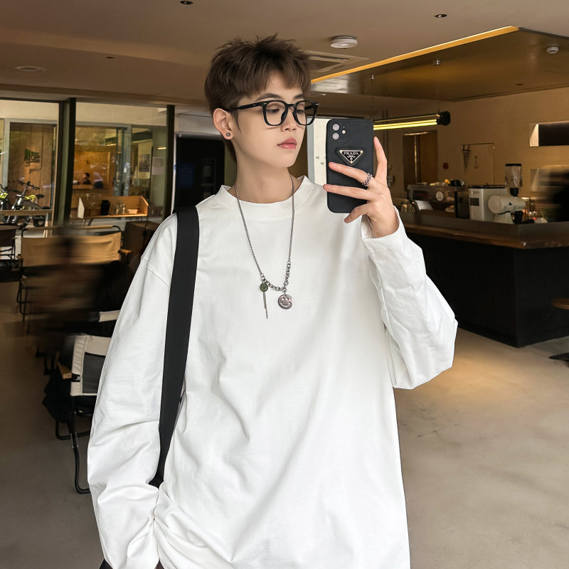 2024 Autumn Loose Round Neck Bottoming Long Sleeve T-shirt Tops Fashionable Brand Clothes