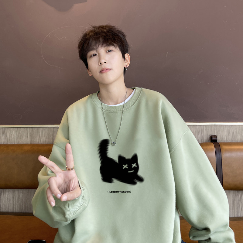 Round neck sweatshirt men's Hong Kong style long sleeve t-shirt men's jacket
