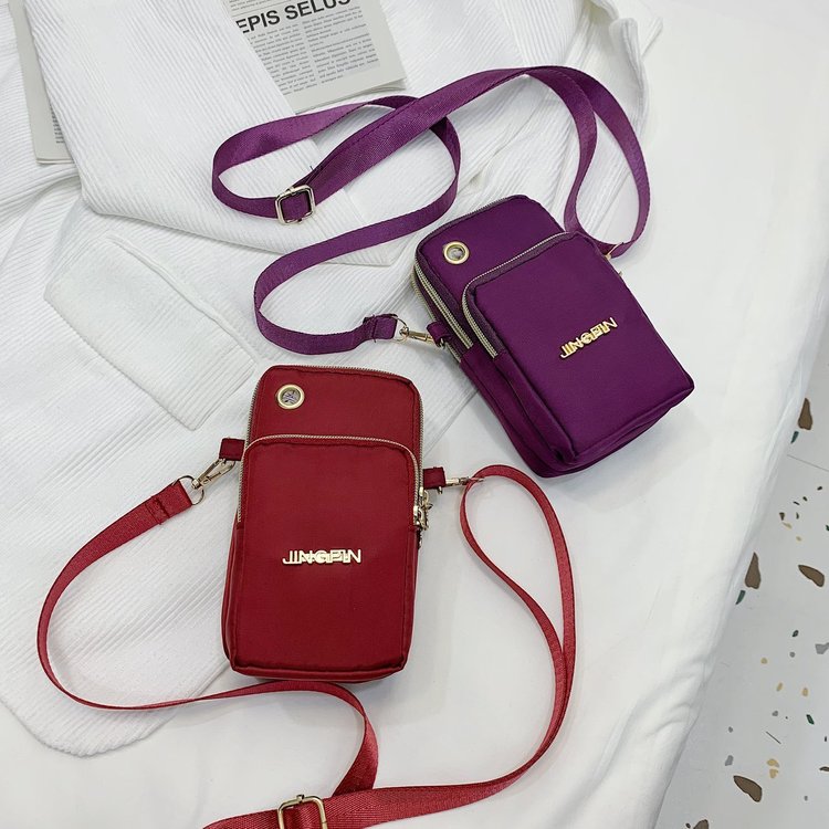 2024 new mobile phone bag for women, cross-body mini bag, summer versatile canvas bag, vertical hand-held coin purse for women