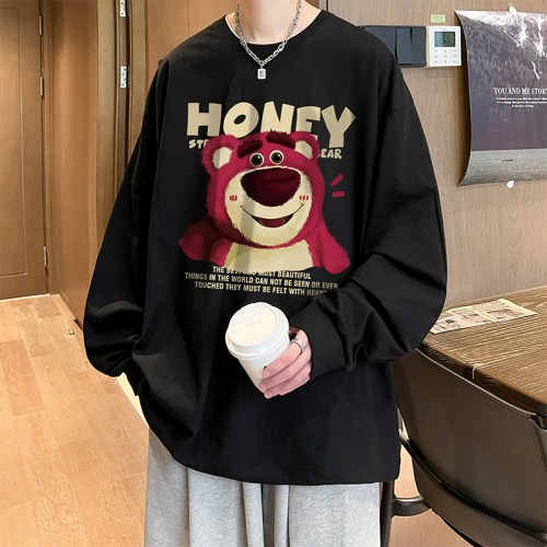 Autumn and winter heavyweight trendy brand hip-hop American printed cotton long-sleeved T-shirt bottoming shirt