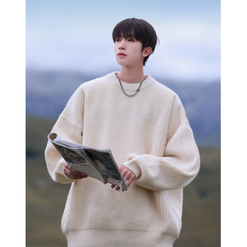 2024 autumn and winter round neck solid color versatile sweater and sweater