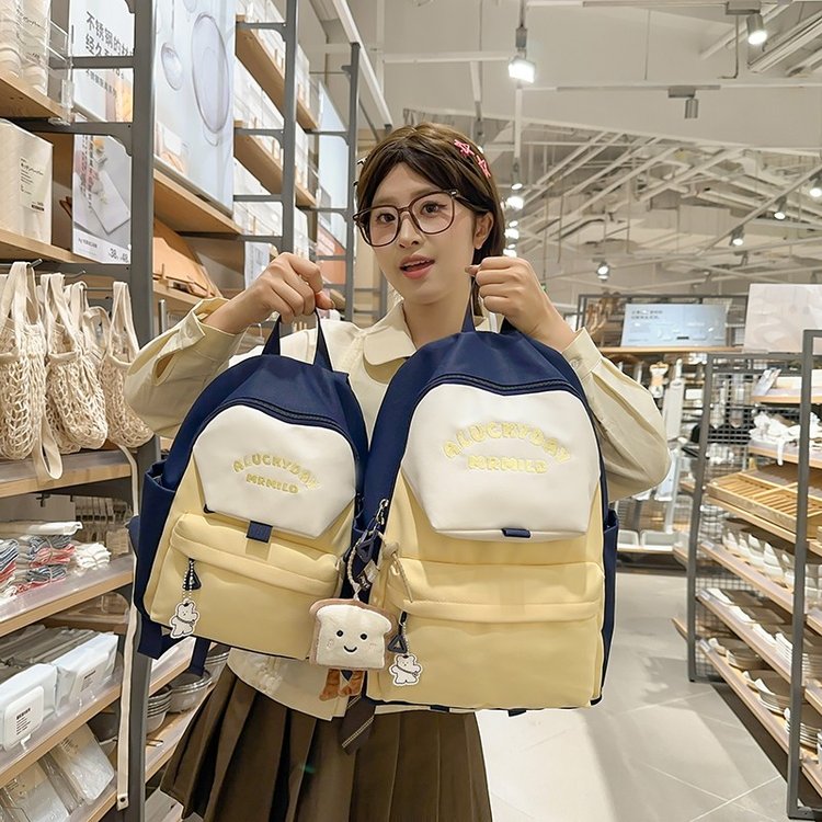 High-looking backpack, Japanese style stitching, girly college style school bag, boys and girls, high school student, junior high school student backpack