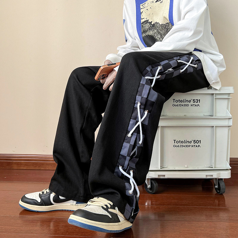 Autumn high street American style ins niche braided rope casual pants