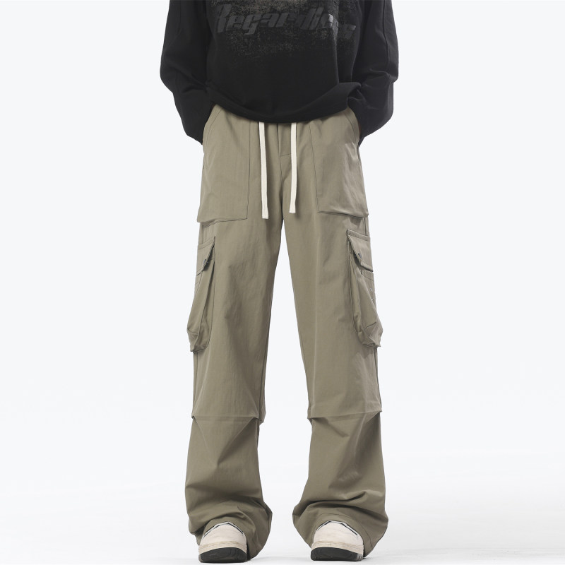 Deep inventory live broadcast heavyweight thickened casual pants men's loose straight large pocket overalls