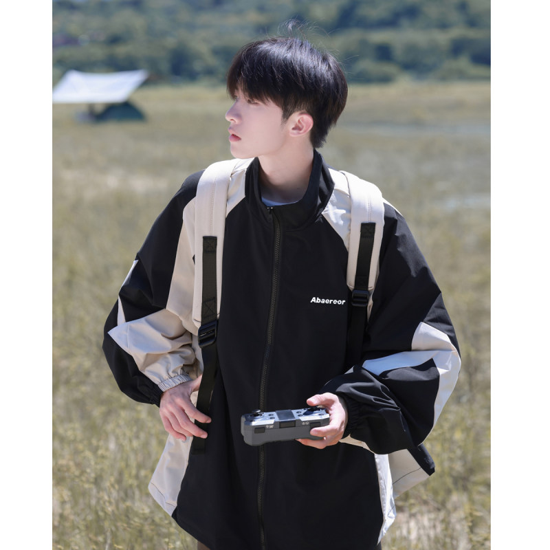 Early autumn new style spliced ​​stand collar jacket