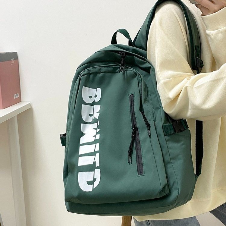 Trendy and fashionable men's backpack, new women's shoulder bag, large capacity lettered junior high school student school bag