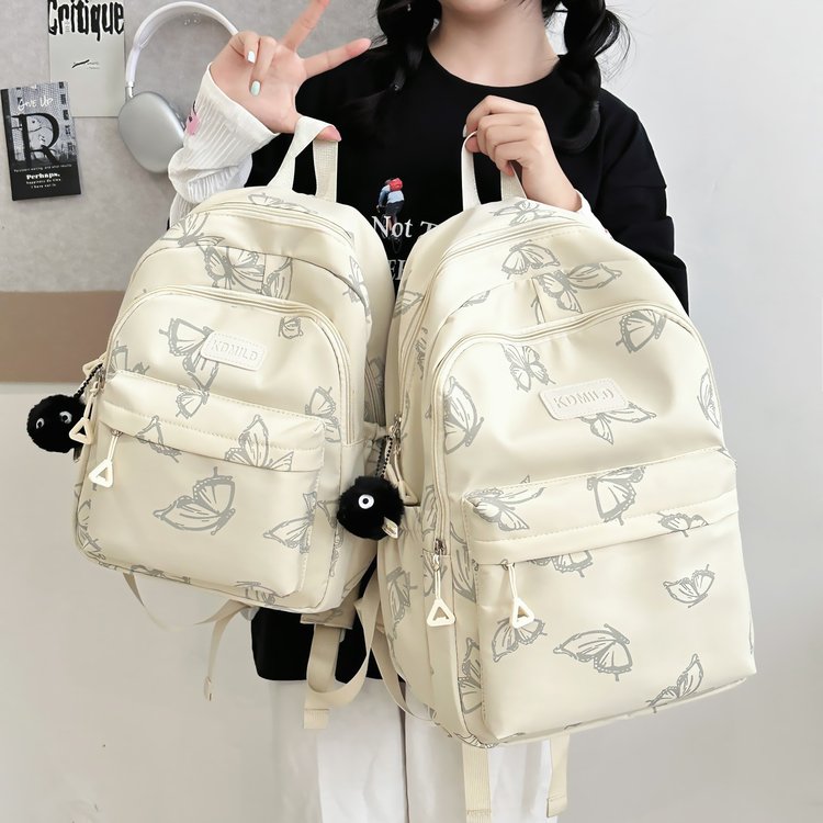Japanese style ins style butterfly backpack for women, junior high school girls student schoolbag, large capacity, light backpack for travel