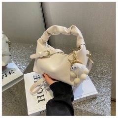 High-end textured small bag for women spring and summer new style trendy niche crossbody bag popular popular pleated handheld small bag