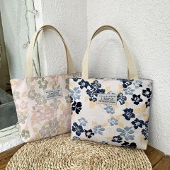 Canvas bag cosmetic bag women's shoulder bag casual handbag bag literary style print fresh small floral storage bag