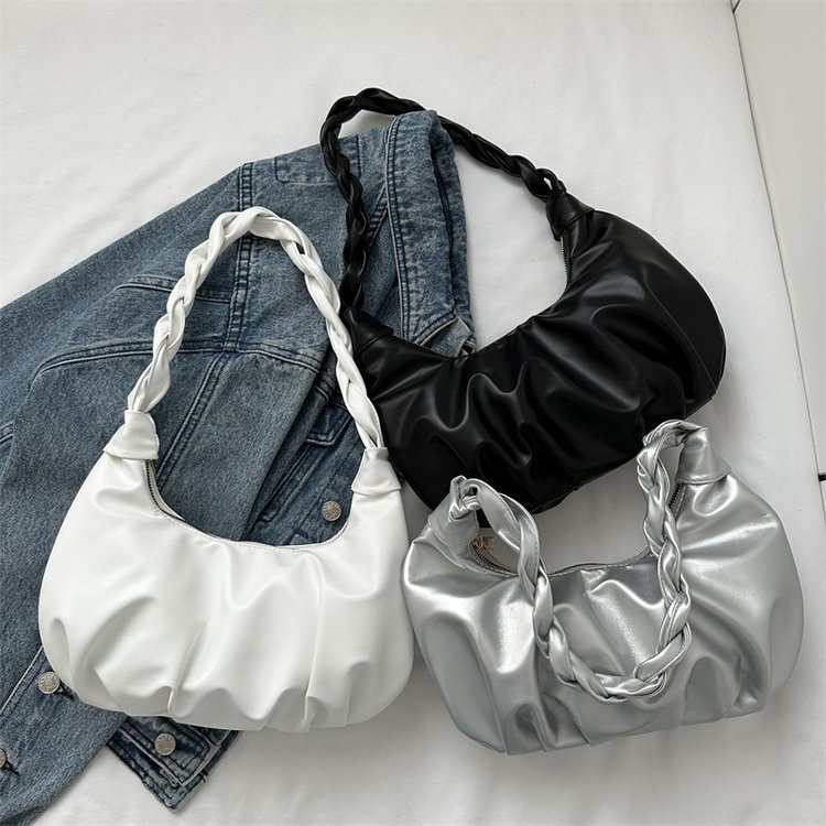 Internet celebrity fashion temperament pleated handbag summer versatile ins Korean version one-shoulder underarm bag dumpling bag for women