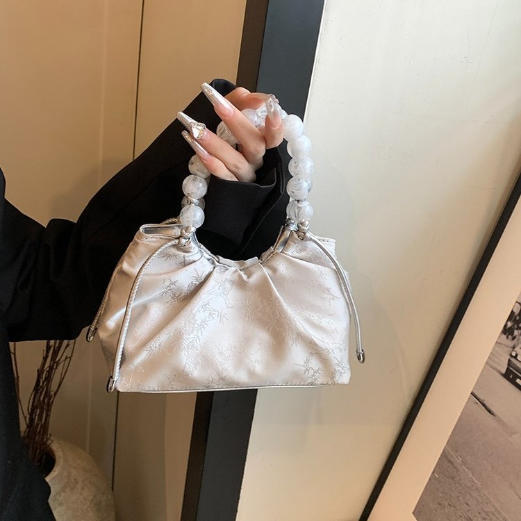 Beaded portable new Chinese style bag for women 2024 new trendy fashion niche bucket bag chain crossbody bag for women