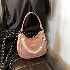 Niche Fashion Hand-held Pearl Bag Women's Korean Style Simple Small Square Bag 2024 Summer Trendy Casual Crossbody Bag