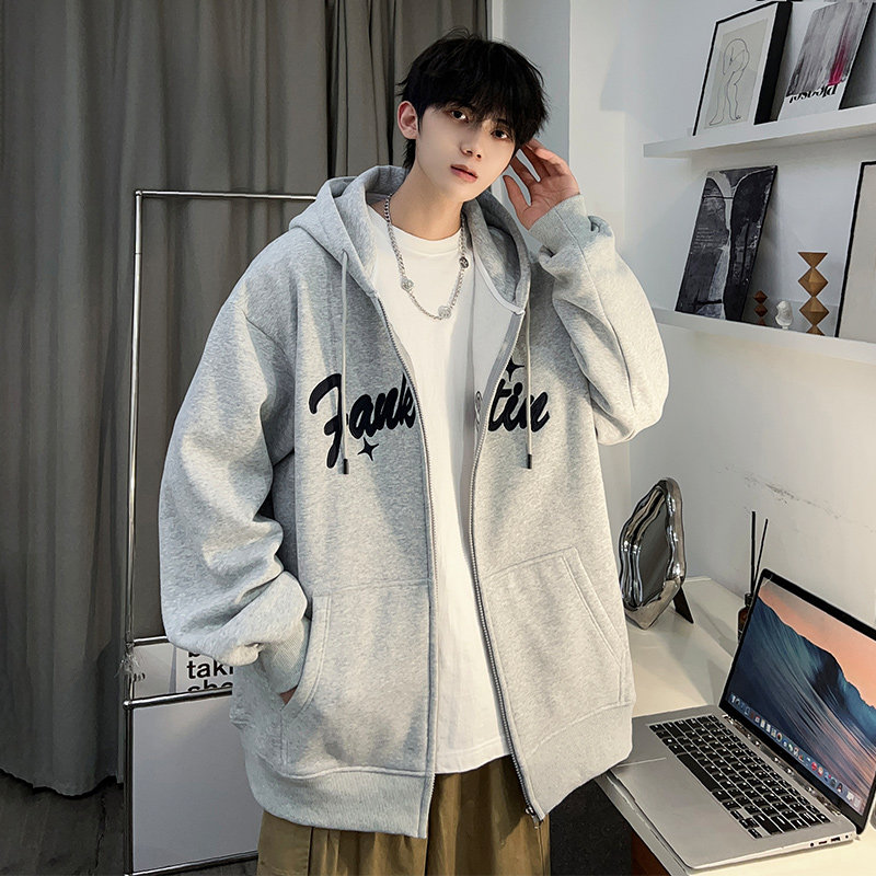 M-6XL cotton 420G heavyweight knitted sweatshirt autumn large size plus silver fox velvet hooded embroidered cardigan