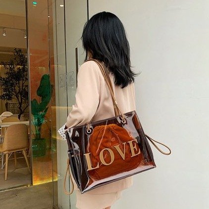 Tote bag large capacity transparent jelly shoulder crossbody bag trendy large bag new Korean style bag for women cross-border