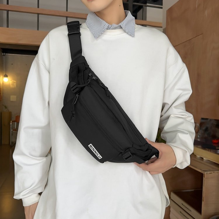 Chest bag for men and women, ins fashion brand, sports simple shoulder bag, casual Japanese waist bag, fashionable street cross-body small backpack
