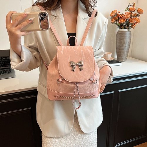 2024 New Original Pink Backpack Niche Design Backpack Commuting Chain Handbag for Women