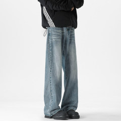 2024 autumn and winter new style American loose straight jeans men's trousers