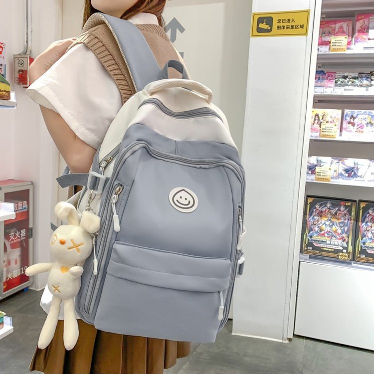 Ins year contrasting color design schoolbag female Korean version Japanese college student backpack junior high school girl lightweight backpack