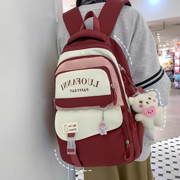 Japanese ins junior high school girls' schoolbags female high school students' burden-reducing large-capacity backpacks lightweight for college students