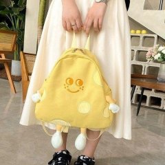 Japanese and Korean ins large capacity backpack cute cheese cheese student campus cartoon canvas texture school bag wholesale