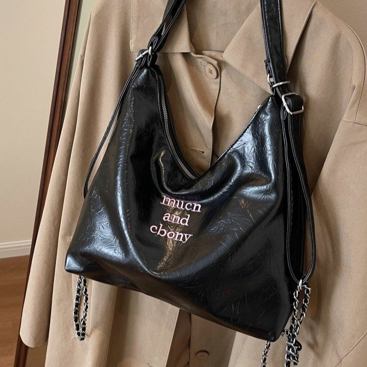 Large-capacity bag women's new casual versatile chain backpack high-end school bag outing travel bag