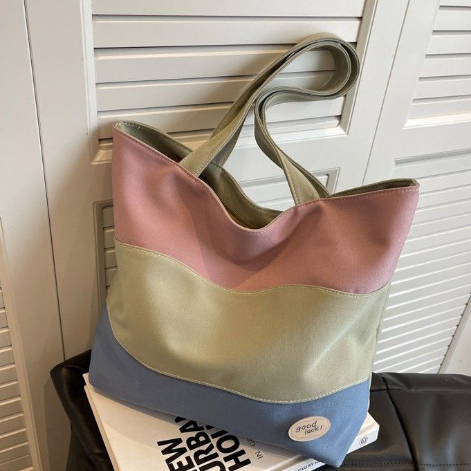 Canvas large bag women's bag new Korean style simple large capacity shoulder bag women's versatile commuting tote handbag