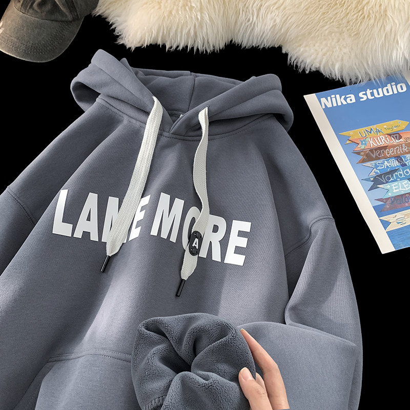 Hooded casual letter print sweatshirt pullover