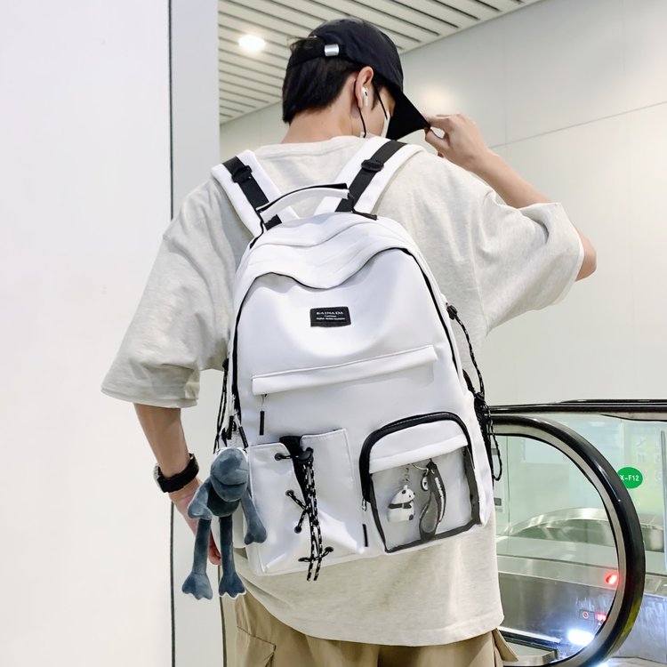 School bag for male junior high school students large capacity 2024 new trend ins trendy cool simple backpack for high school students backpack