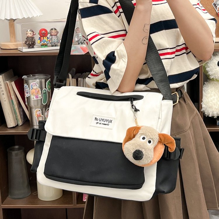 Japanese crossbody bag for women, versatile workwear style, college student class casual backpack, large capacity trendy Harajuku school bag for men