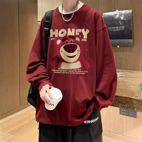 Autumn and winter heavyweight trendy brand hip-hop American printed cotton long-sleeved T-shirt bottoming shirt