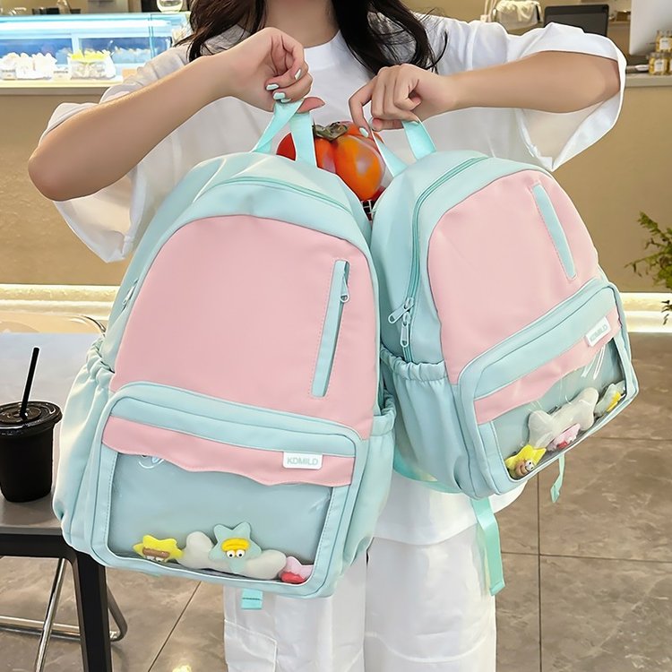 College style schoolbag female college students versatile contrasting color large capacity computer backpack junior high school girls travel backpack trend