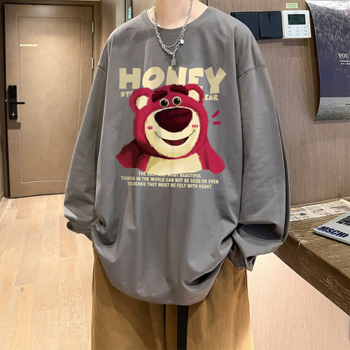 Autumn and winter heavyweight trendy brand hip-hop American printed cotton long-sleeved T-shirt bottoming shirt