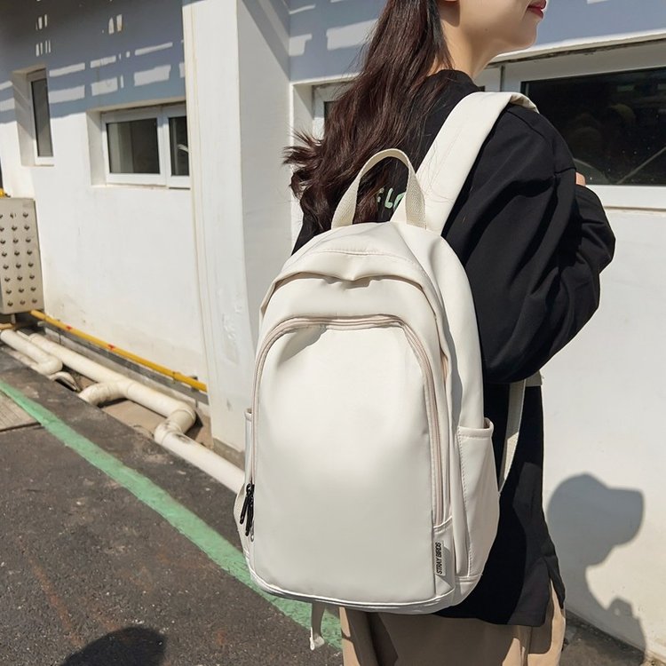 Backpack men's and women's autumn and winter PU soft leather water-repellent, dirt-resistant and easy-to-wipe backpack, fashionable and simple large-capacity student school bag