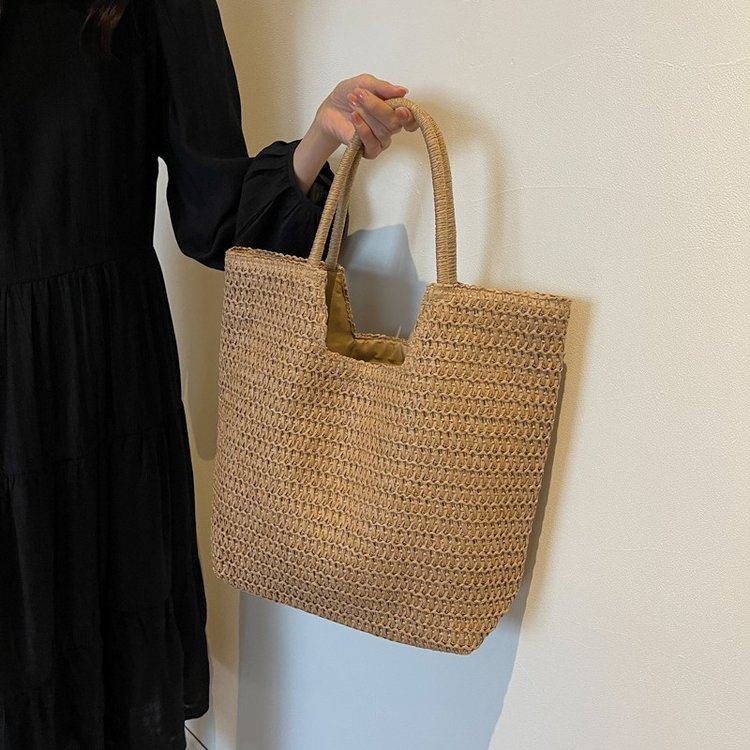 Fashionable large-capacity straw bag for women 2024 new casual and stylish versatile shoulder bag beach vacation tote bag