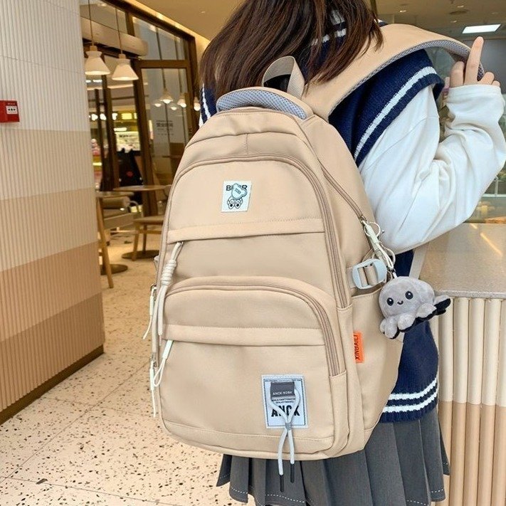 New ins style retro casual large-capacity schoolbag middle and high school student backpack school season good things for college students