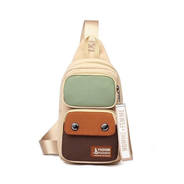 Chest bag men's small backpack trendy shoulder crossbody bag men's and women's travel carry-on bag casual versatile waist bag canvas bag