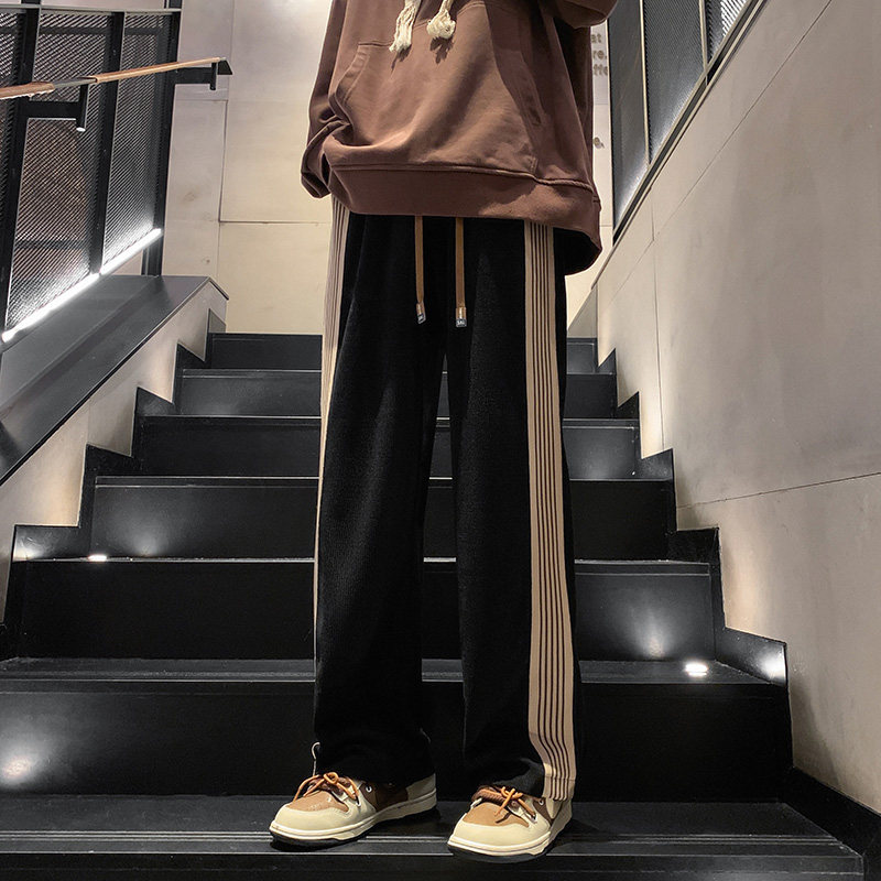 Plus velvet 55 autumn and winter thickened American trendy brand corduroy webbing with drapey floor-length casual men's pants