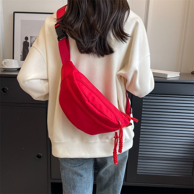 Super hot chest bag summer new Korean style sports fashion stylish zipper women's waist bag wide shoulder strap small bag crossbody bag