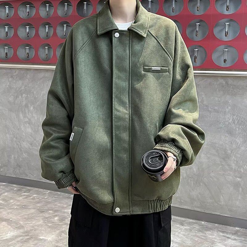 Suede jacket boys new spring and autumn youth loose casual lapel jacket