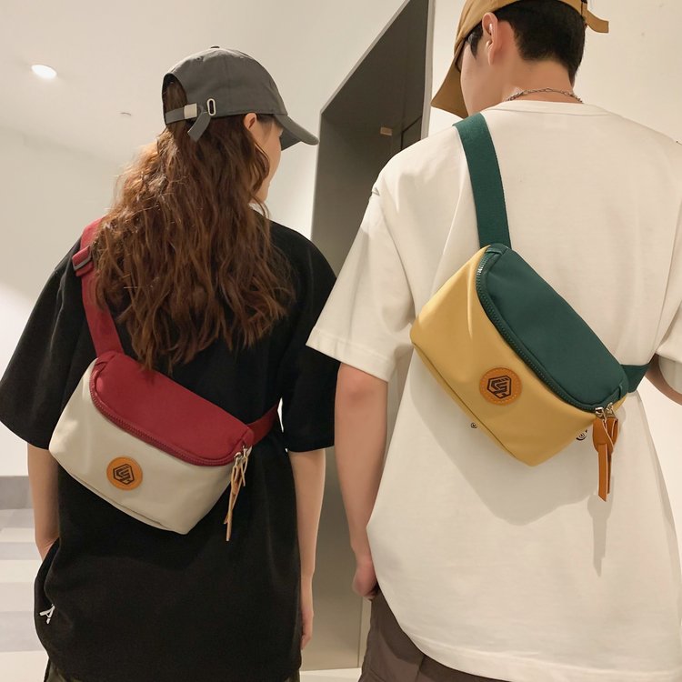 Trendy men's casual Japanese shoulder bag, boy's small backpack, trendy crossbody bag, women's new contrast color fashion small square bag