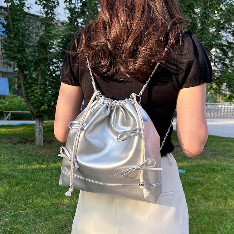This year's popular small bags for women 2024 new solid color versatile chain shoulder crossbody bag texture Korean bucket bag