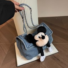 Fashionable casual large-capacity denim bag for women 2024 summer new simple shoulder bag commuter armpit bag