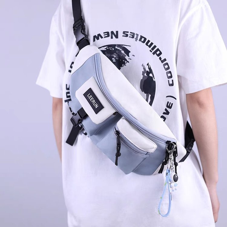 Trendy brand chest bag for men, casual Japanese style shoulder bag, girl's trendy street crossbody bag, lightweight waist bag
