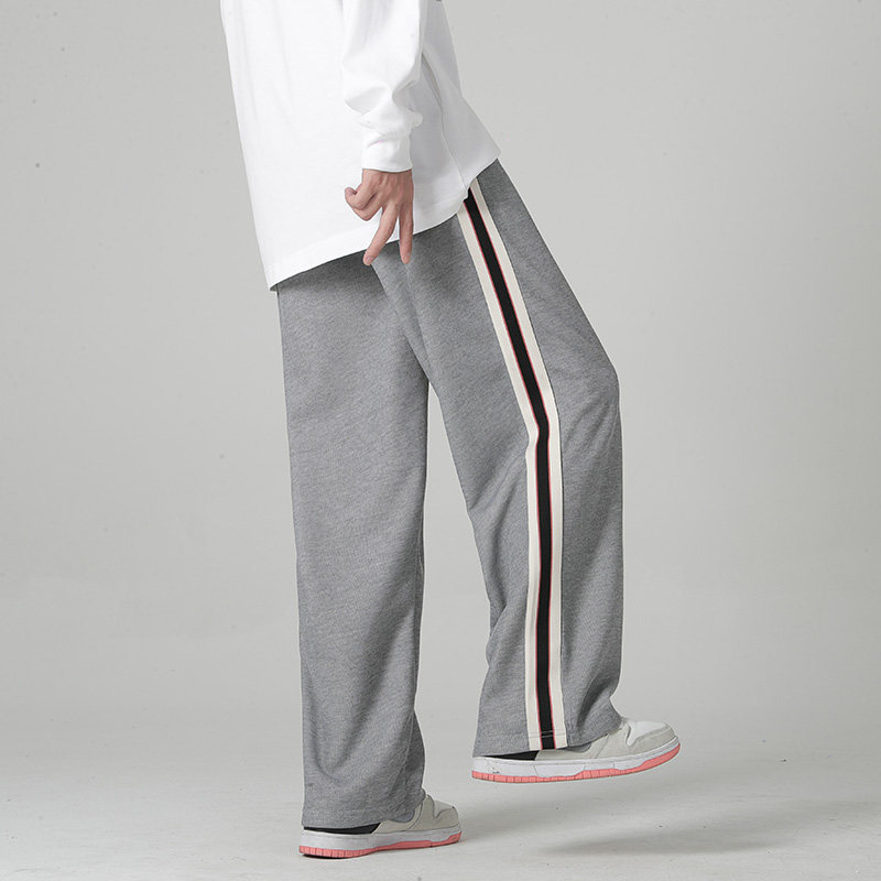 Hong Kong style casual pants men's webbing loose large size straight floor mopping pants sweatpants