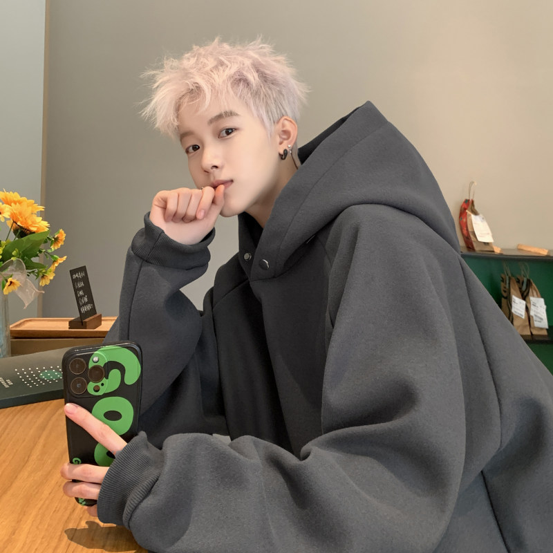 Heavy wool material lazy hooded sweatshirt