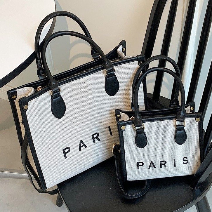Bags for women 2024 new style canvas embroidered portable tote bag cross-border wholesale retro commuter shoulder crossbody bag