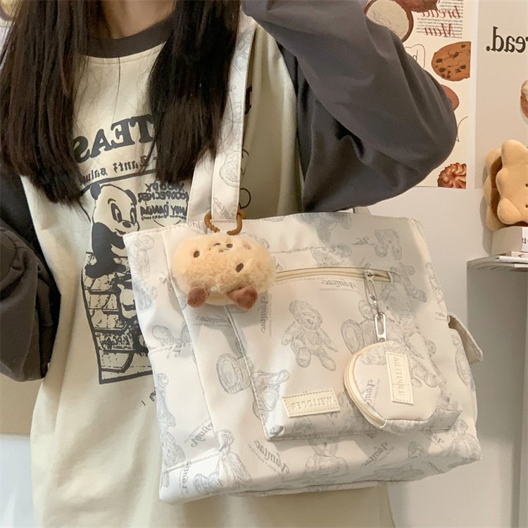 Large capacity, texture, personality, beautiful solid color printing, 2024 new casual, simple, trendy armpit single shoulder tote bag